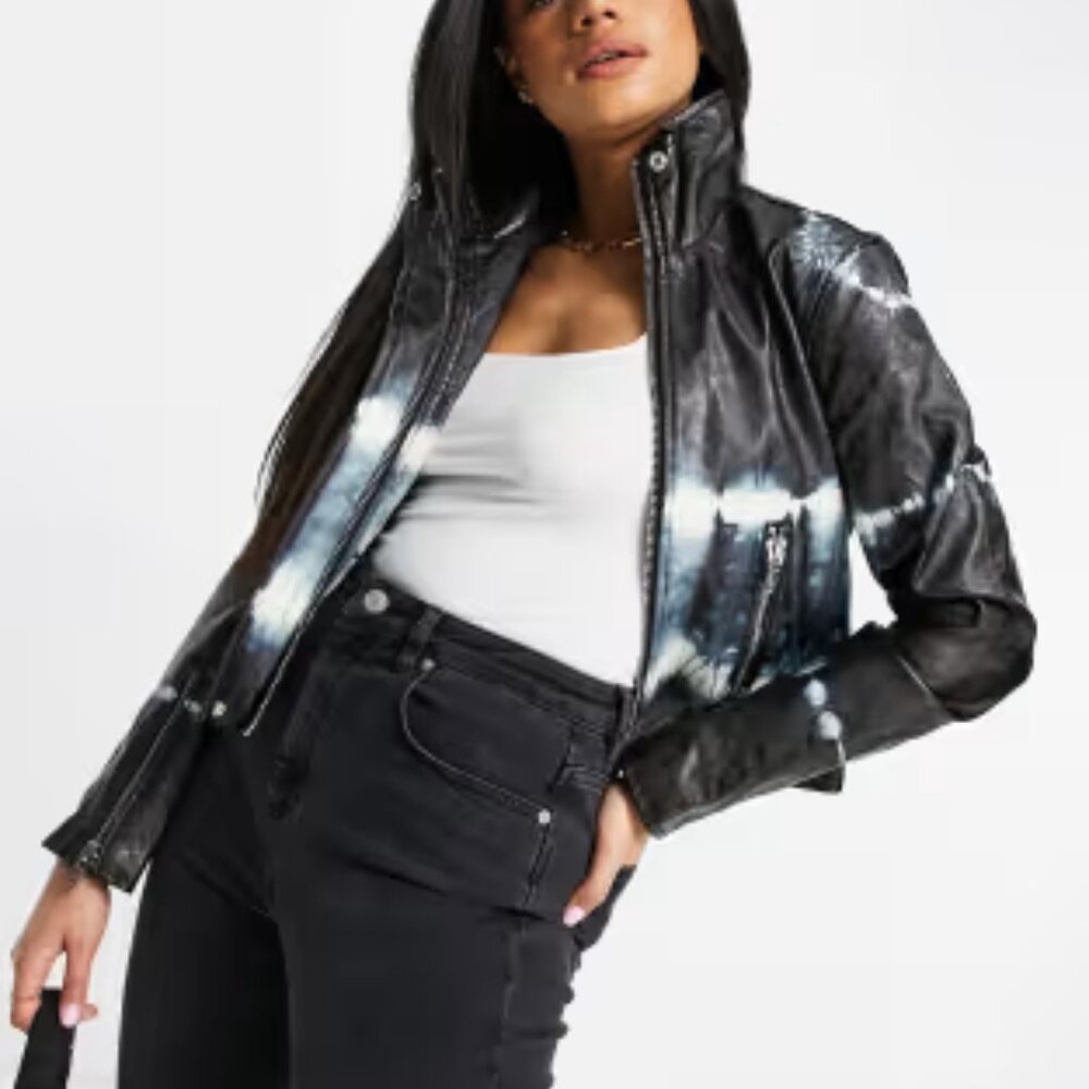 Rock & Republic Women's‎ Black Faux Leather Classic Moto Leather Jacket Size L
